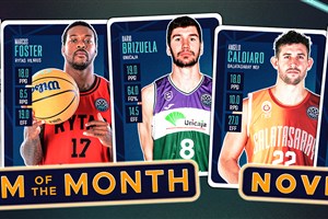 Bonn, Galatasaray, Rytas, Unicaja and Jerusalem with players on the Team of the Month